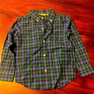 Janie and Jack NWOT Blue Green Plaid Shirt Size 3